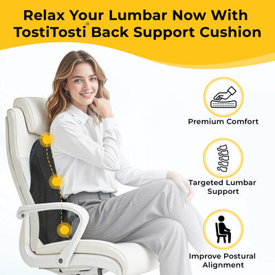 Premium memory foam back support cushion with breathable mesh cover