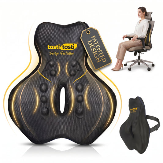 TostiTosti ergonomic back support cushion with activated charcoal memory foam